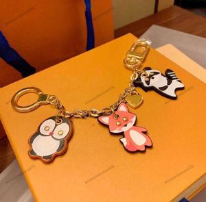 Animal High Quality Letter Keychains Fox Penguin Keychain Key Ring Gold Buckle Men Women Bags Car Handbag Pendant Couple Cute Accessories