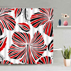 Shower Curtains Creative Abstract Floral Black Red Design Flowers Pattern Bath Curtain Modern Simple Fabric Bathroom Decor Sets