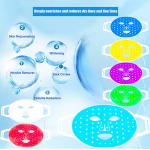 Silicone LED Face Mask with Photon Therapy for Skin Rejuvenation - Red/Blue/Orange/Yellow Light, Facial Skincare Shield