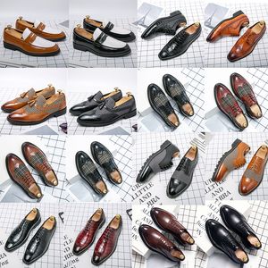 Italian luxury brand printing pattern men's shoes handmade solid color Pu stitching suede round head hook set fashion business shoes loafers large size