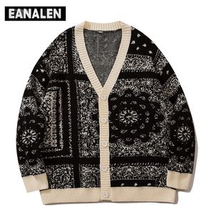 Herrenpullover Harajuku Kontrast Farbe Paisley Ugly Pullover Frauen Streetwear Vintage Jumper Strickjacke übergroß