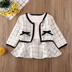 Clothing Sets Baby Spring Autumn Kids Girl Pageant Set Plaid Coat & Tutu Dress Party Outfits Fashion Clothes 2PCS 6M-5T