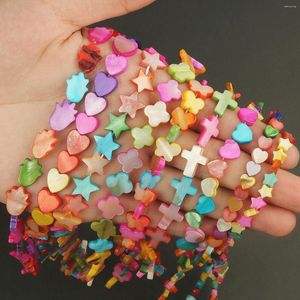 Pärlor Natural Shell Colorful Mother of Pearls Heart Star Fjäril Löst distans för smycken som gör DIY armband halsband