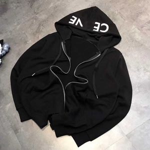 Kadın Hoodies Sweatshirts Sonbahar ve Kış Çifte Şapka Basılı Erkek Kadın Fermuar Ceketi ile Dikişli Terry Yaş Azal