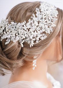 Headpieces Trendy Pearl Crystal Rhinestone Flower Bridal Headband Wedding Hair Accessories For Women Headdress Party Prom Headpiece Tiaras