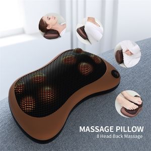 Massera nackkudde Relaxation Massage Pillow Vibrator Electric axel Bakvärme Knådning med 8 huvud för kropp R 220922