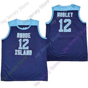 Mitch 2020 neue NCAA Rhode Island-Trikots 12 Cuttino Mobley College-Basketball-Trikot, Marineblau, Größe für Jugendliche und Erwachsene, alle genäht