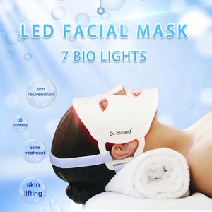 PDT-LED-Gesichtshautverjüngung, elektrische Silikonmaske für das Gesicht, Photonentherapie mit rot-blau-orange-gelbem Hautpflegeschild, Dr. Bioled