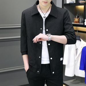 Jaquetas masculinas jaqueta de manga curta masculino 2022 verão fino roupas do meio da moda coreana