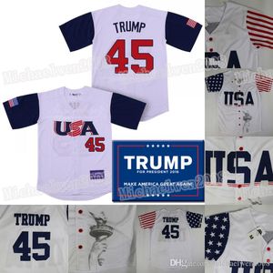 baseball jersey 45 Donald Trump USA Jersey Commemorative Edition MAGA Mak American Great Again 100% Stitched