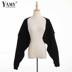 Pulls pour femmes Sexy cardigan court tricoté cardigan court chandails pour femmes mode mignon tops style coréen haut à manches longues manches chauve-souris T220925