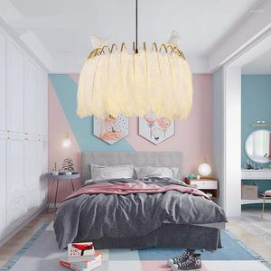 Pendant Lamps Modern LOFT LED Lights Circle Feather Chandelier Lighting Indoor 50CM 60CM Kitchen Fixtures Luminaire