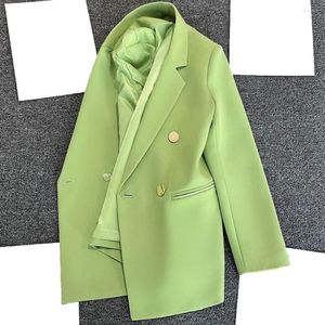 Damenanzüge, formeller Blazer für Damen, gekerbter Kragen, Revers, lange Ärmel, Taschen, Herbst, Büro, Damen, zweireihig, Jacke, Mantel, Oberbekleidung