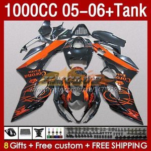 Suzuki GSX-R1000 GSXR 1000 CC K5 GSXR1000 2005 2006 Vücut 157no.85 GSXR-1000 GSX R1000 2005-2006 1000cc 05 06 Enjeksiyon Kalıp Kaplaması Turuncu Blk