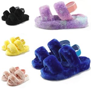 Slippers Slides Sandal Ladies Plush women shoes black Winter Soft furry pink Fur grey size eur 36-44