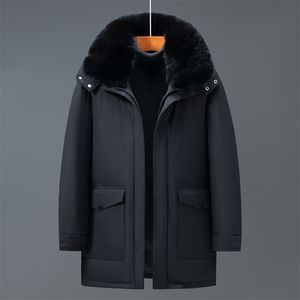 Men's Down Parkas Brand Middle-aged Jacket Winter High Quality Fur Collar 90% White Duck Coat Hooded Warm Windbreaker 220924