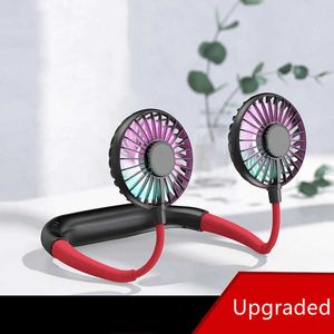 Electric Fans Upgrade Neck Fan Aromatherapy Lighting Neck Cooler Hand Free Neckband Fan Portable USB Rechargeable Dual Fan Mini Summer T220924