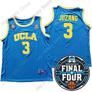 ミッチ2021ファイナルフォー4新しいNCAAカレッジUCLAジャージー3ジョニージュザングブルーサイズS-3XL刺繍すべてステッチ