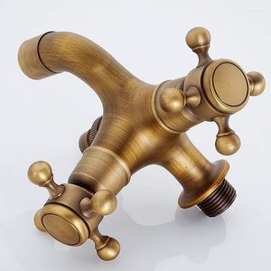 Bathroom Sink Faucets Vintage Water Tap European Style Wall Mounted Faucet Single Cross Handle Antique Control Luxury