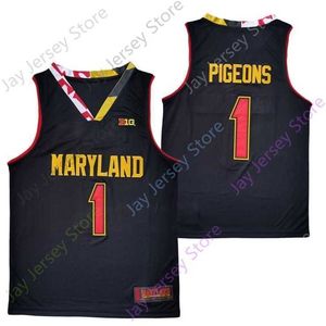 Mitch 2020 NYA NCAA Maryland Terrapins Stats Jerseys 1 Pigeons College Basketball Jersey Black Size Youth Vuxen All Stitched