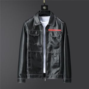 Herrenlederjacke, europäische und amerikanische Designer, neues Herbst- und Winterdreieck Emblem, Top Modetrendfarbe, hübsche Freizeitjacke, M-3xl asiatische Größe