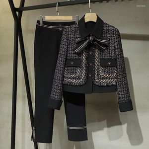 Женские брюки с двумя частями 2022у осенние роскошные женщины высококачественные пэквордовые пиджаки высококачественная пчеловодная куртка.
