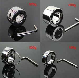 Cockrings Stainless Steel Ball Stretcher Cock Ring Adult Sex Toys Bondage Gear Penis Restraints Male Chastity Device BDSM Scrotum Pendant Ball Weights