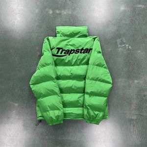 Erkekler ceket hiperdrive trapstar puffer ceket - yeşil siyah harfler 1 en kaliteli işlemeli kadınlar kış giyim merkezi cee