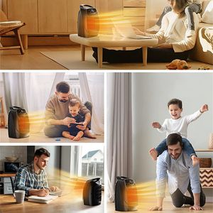 Hot Portable Electric Space Heater with Thermostat 1500W/750W Safe and Quiet Ceramic Heater Fan Heat Up 200 Square Feet for Office Room Desk Indoor Use EU Plug