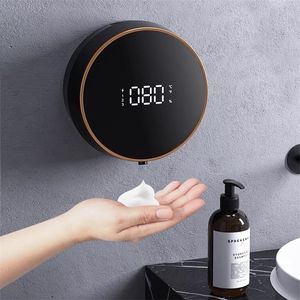 Dispenser di sapone liquido a parete Display automatico della temperatura a LED Macchina per la schiuma del sensore a infrarossi Touchless ricaricabile USB 220924