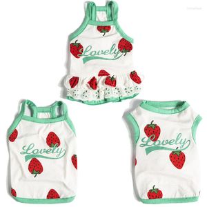 Dog Apparel Strawberry Pet Clothes Summer Dress Suspender Vest Kjol Tshirt Cat Dresses XXS-3XL Puppy Liten Large