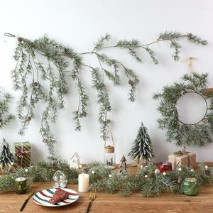 Decorative Flowers Artificial Flower Vine Christmas Simulation Flocked Pine Nuts Leaves Rattan For Home Garland Ornament Xmas Holiday Decor