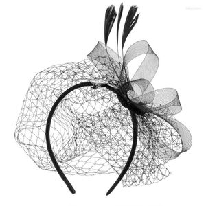 Headpieces X7YC Women Fascinator Party Veil Feather Hairclip Hat Diamond Mesh Net Wedding Bridal Hairband Female Hair Decorative