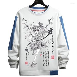 Herrtröjor män tröjor touhou projekt cosplay hoodie hakurei reimu kirisame marisa tecknad tryck vit fleece pullover