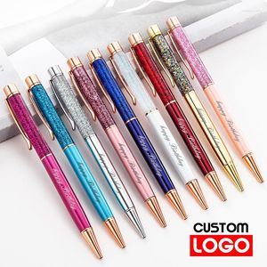 Creative Gold Foil Oil Pen Crystal Wafer High-grade Metal Signature Custom LOGO Lettering Engraved Name Stationery