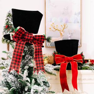 Christmas Decorations Tree Topper Decoration Creative Big Bow Santa Hat Xmas Pendants 2023 Year Party Hats Ornaments Noel