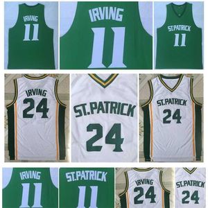 Gla Kyrie Irving 24 Lise St. Patrick 11 Kyrie Irving Koleji Basketbol Forması Dikişli Beyaz Yeşil S-2XL