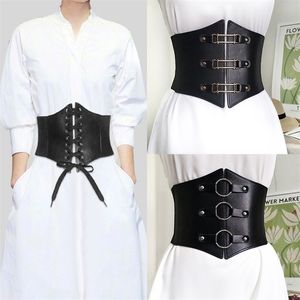 Belts Sexy Corset Wide Pu Leather Cummerbunds for Women Elastic Tight High Waist Slimming Body Shaping Girdle 220923