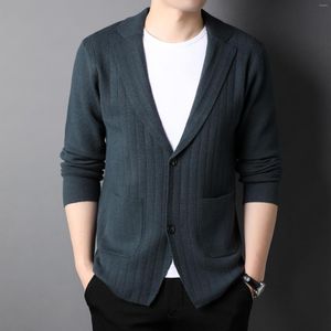 Erkek Sweaters Tasarım Erkekler Blazer Ceket Sonbahar Bahar Bekarlık Kruvazör Hırgan Kore Moda Erkek Cepler Örgü Ceket