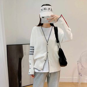 Kadınların Sweaters Uzun Kollu Bahar Sonbahar Lover Çift Yün Sweaters TB Stil Yepyeni Kadın Erkekler Örme hırka kazak moda T220925