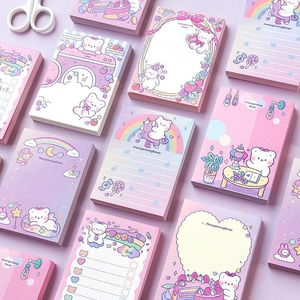 Ark söt rosa björn memo pad kawaii klibby anteckningar tjej dagbok diy dekorativ skol anteckningsbok brevbok brevpapper