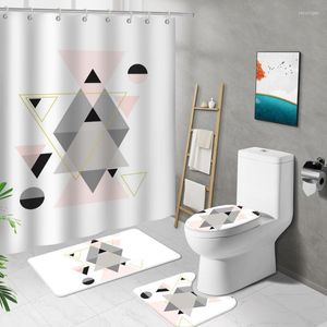 Cortinas de chuveiro Design simples RHombus Projeto de cortina impressa Tapa de banheiro capa de banheira sem deslizamento Tapete de tecido à prova d'água Decoração de banheira