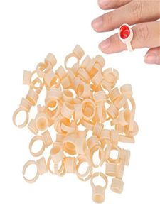 100Pcs Permanent Makeup Pigment Rings Cups Silicone Glue Soft Silicone Nail Art Tattoo Ink Holder for Microblading Eyebrow