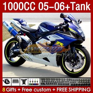 Injektionsmögelmässor Tank för Suzuki GSXR 1000 CC K5 GSX-R1000 05-06 BODYWORK 157NO.117 GSXR-1000 GSXR1000 2005 2006 GSX R1000 1000CC 05 06 OEM FAIRING FACTORY BLÅ