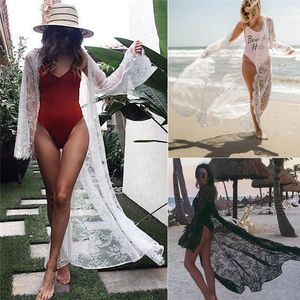 Women s Blouses Boho Women Chiffon Kimono Beach Cardigan Cover Up Wrap Ladies Long Sleeve Loose Lace Beachwear Blouse See Through Tops