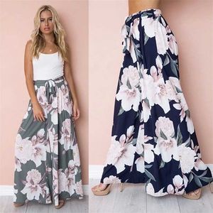 Women's Pants Capris Casual Womens Loose Y2K Floral Printed Palazzo High Waist Lace Up Wide Leg Female Long Trousers Boho 220922