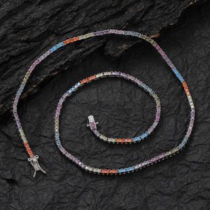 2MM Colorful Zircon Tennis Chain Necklace Men Chains Fashion Hip-Hop Jewelry Women 16/18inch Choker Gift