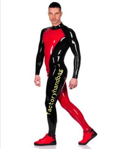 Costumi catsuit sexy a contrasto da uomo Wetlook pvc ecopelle posteriore a 3 vie Cerniera sul cavallo anteriore body Clubwear Body