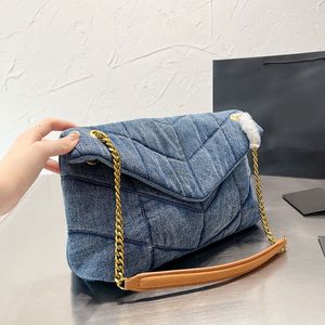 Designer-Tasche, Denim-Umhängetaschen für Damen, Lederkette, Clutch, Geldbörse, Shopping-Handtaschen, Schulter-Achselhöhlen-Tragetasche, Damen-Umhängetasche mit Klappe, Handtasche, Bolso Sacoche