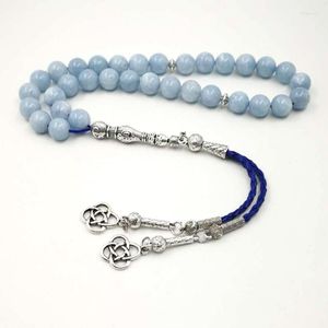 Strand Natural Aquamarines Stone Tasbih Luxury Bracelets Man's Misbaha Special Gift For Muslim 33 45 66 99 Prayer Beads Islam